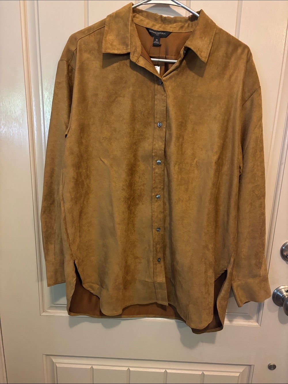 New Banana Republic Suede Button-Up Shirt Jacket in Camel